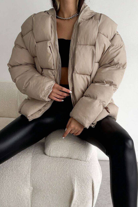 ONE COLOR PUFFER WOMEN JACKET BEIGE/BEZHE - 10