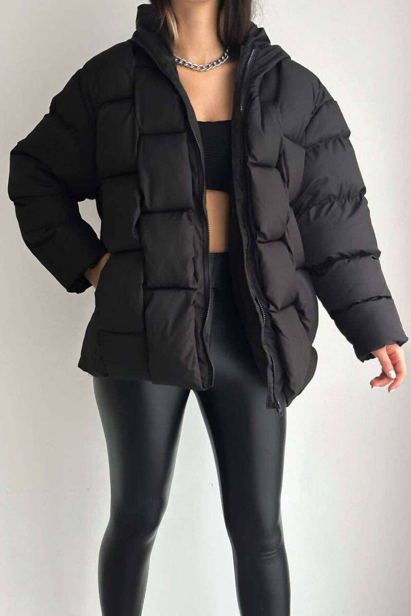 ONE COLOR PUFFER WOMEN JACKET BLACK/ E ZEZE - 1