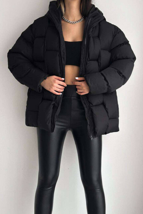 ONE COLOR PUFFER WOMEN JACKET BLACK/ E ZEZE - 2