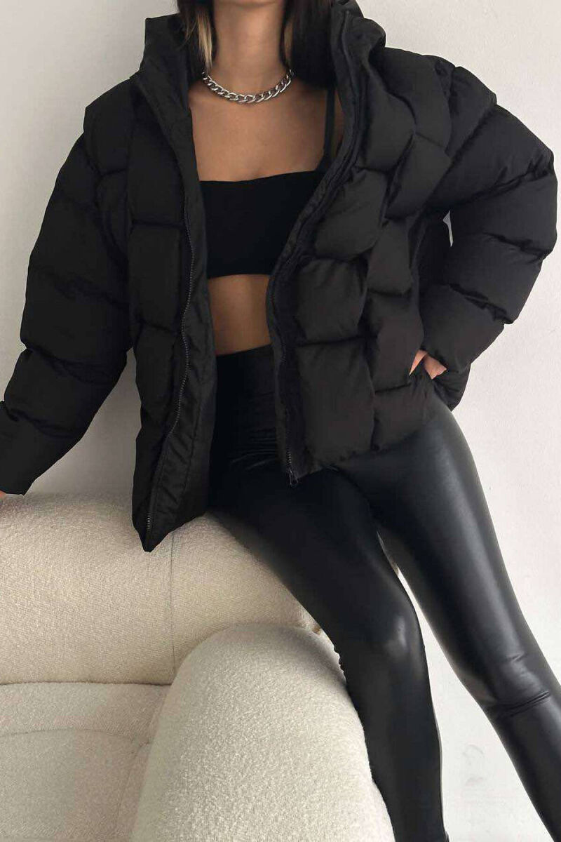 ONE COLOR PUFFER WOMEN JACKET BLACK/ E ZEZE - 3