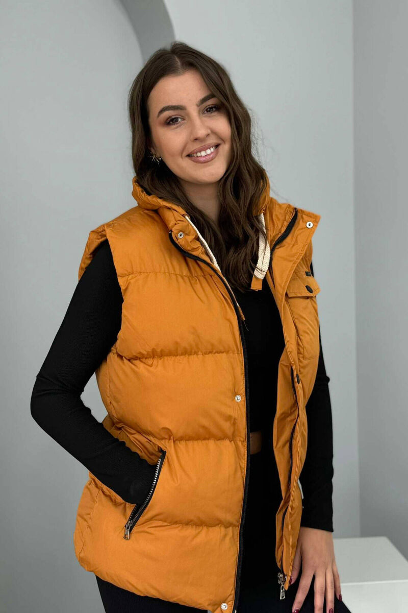 ONE COLOR PUFFER WOMEN VEST MUSTARD/MUSTARDE - 2