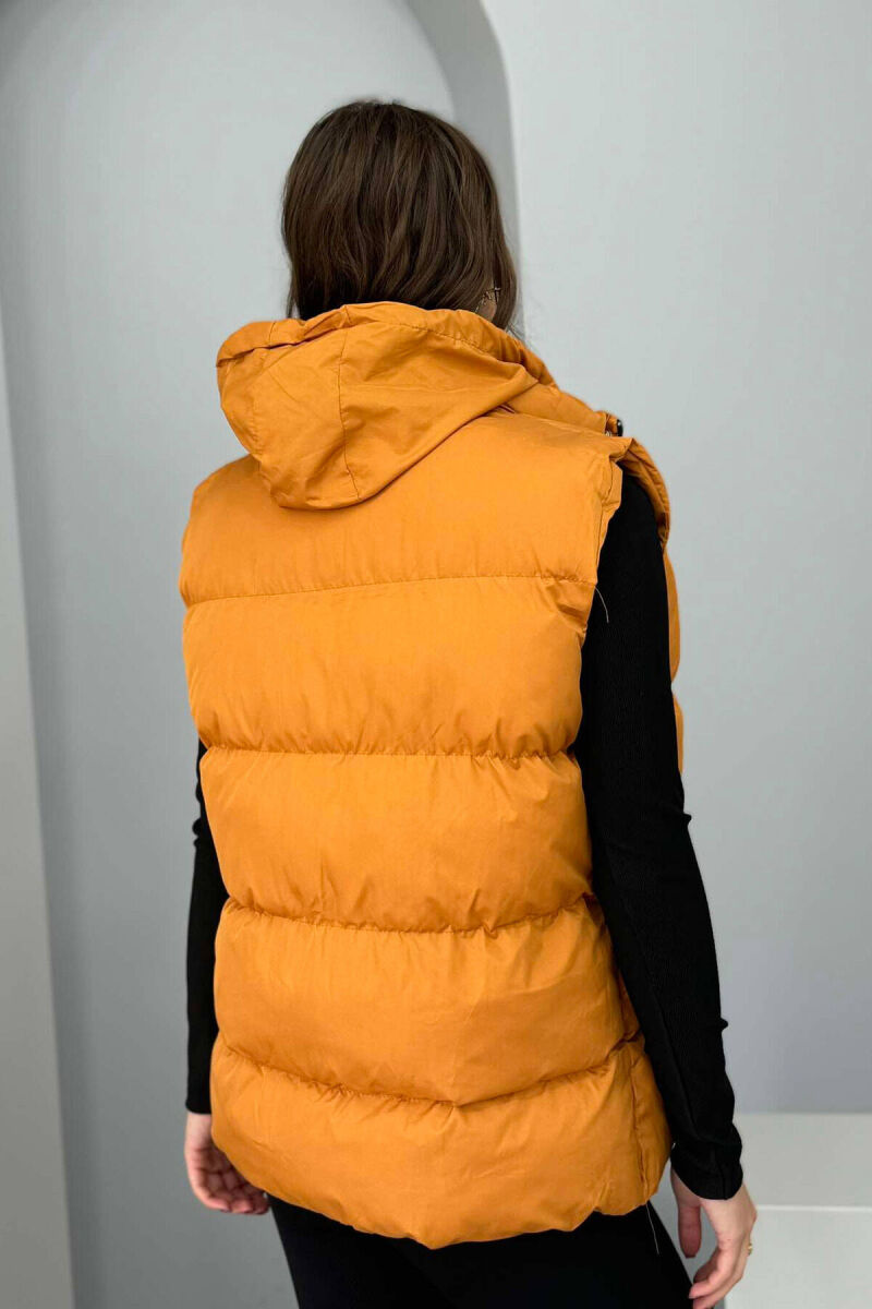 ONE COLOR PUFFER WOMEN VEST MUSTARD/MUSTARDE - 4