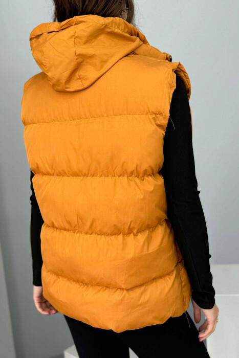 ONE COLOR PUFFER WOMEN VEST MUSTARD/MUSTARDE - 5