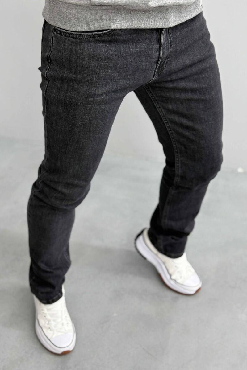 ONE COLOR REGULAR SIMPLE MEN JEANS DARK GREY/GEE - 3