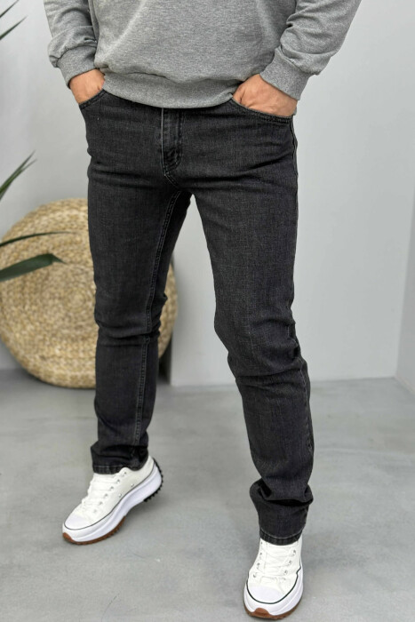 ONE COLOR REGULAR SIMPLE MEN JEANS DARK GREY/GEE - 2