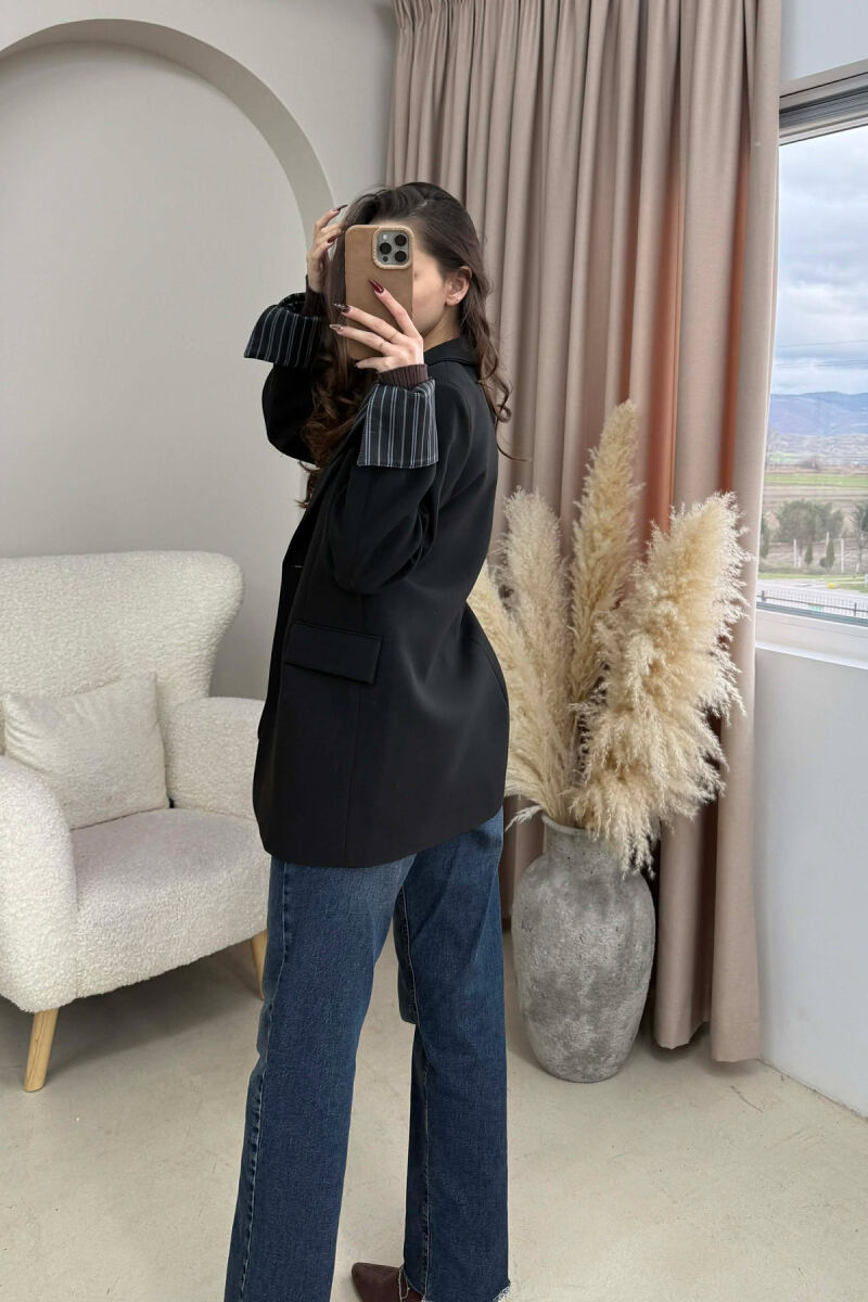 ONE COLOR ROLL UP SLEEVE WOMAN JACKET BLACK/ E ZEZE - 4