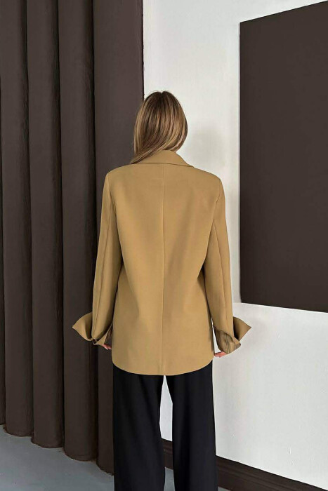 ONE COLOR ROLL UP SLEEVE WOMAN JACKET KHAKI / KAKI - 4