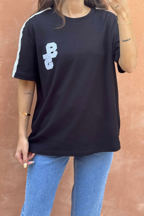 ONE COLOR ROUND NECK 95 FRONT LOGO WOMEN T-SHIRT BLACK/ E ZEZE - 2