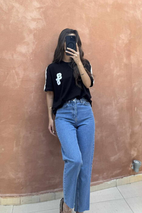 ONE COLOR ROUND NECK 95 FRONT LOGO WOMEN T-SHIRT BLACK/ E ZEZE - 4