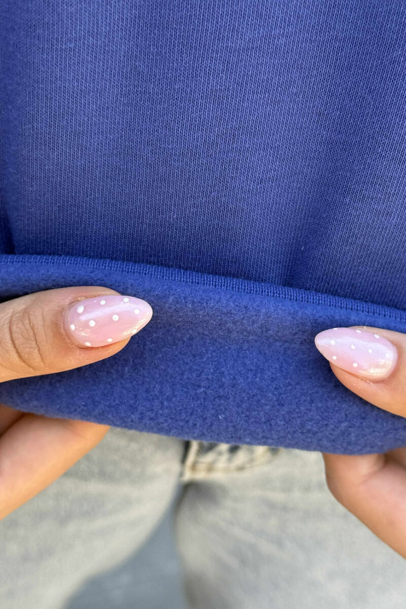 ONE COLOR ROUND NECK FLUFFY WOMEN SWEATSHIRT BLUE/BLU - 5