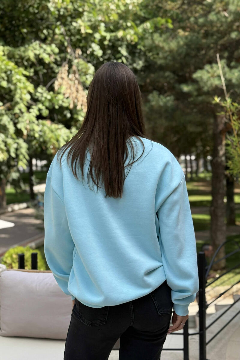 ONE COLOR ROUND NECK FLUFFY WOMEN SWEATSHIRT MINT/MENTE - 3
