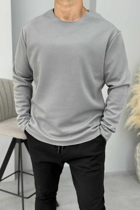 ONE COLOR ROUND NECK MEN SWEATSHIRT GREY/GRI - 2