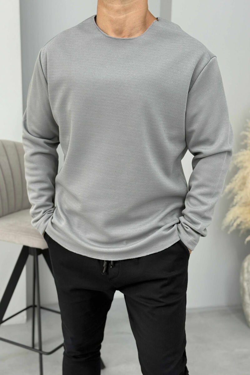 ONE COLOR ROUND NECK MEN SWEATSHIRT GREY/GRI - 2