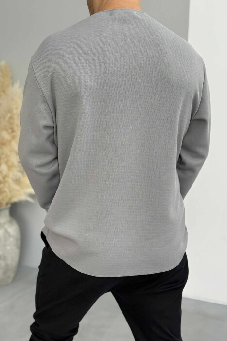 ONE COLOR ROUND NECK MEN SWEATSHIRT GREY/GRI - 4