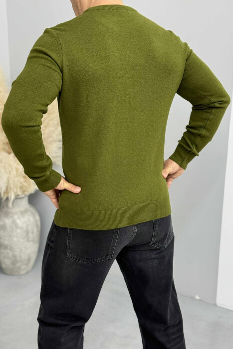 ONE COLOR ROUND NECK MEN SWEATER GREEN/JESHILE - 2