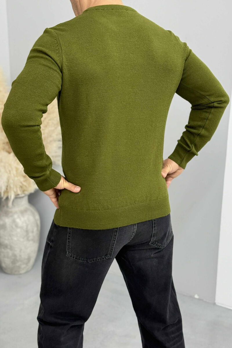 ONE COLOR ROUND NECK MEN SWEATER GREEN/JESHILE - 2