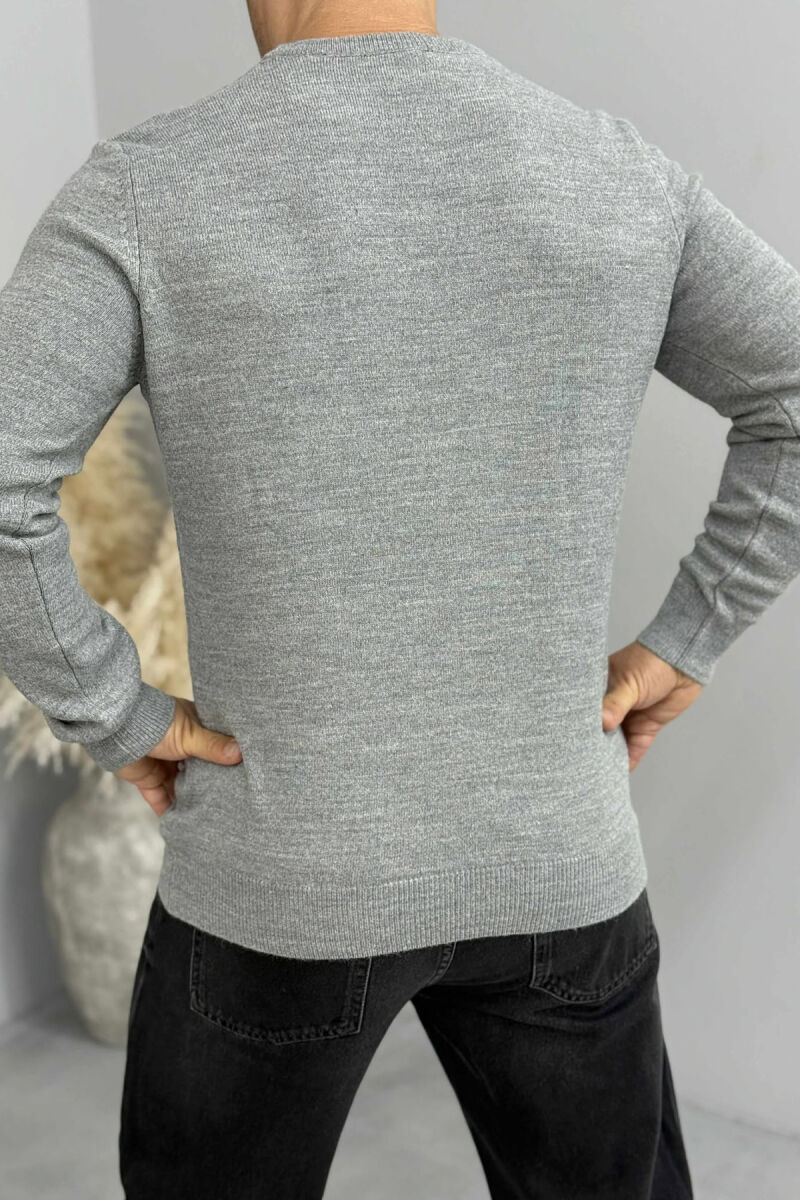 ONE COLOR ROUND NECK MEN SWEATER GREY/GRI - 2