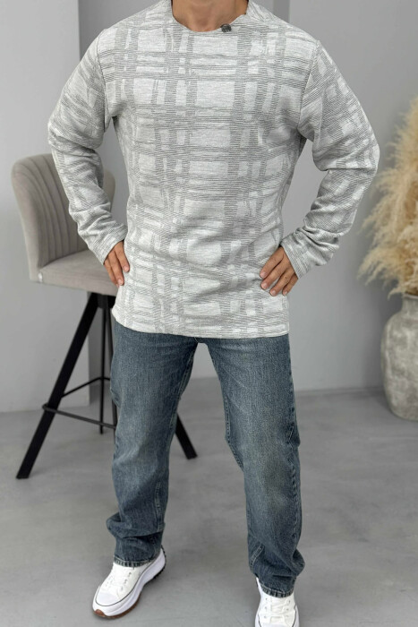 TRIKO NJËNGJYRËSHE ME JAKË TË RRUMBULLAKËT PËR MESHKUJ NË NGJYRËN GRI - KLAUDIO FASHION