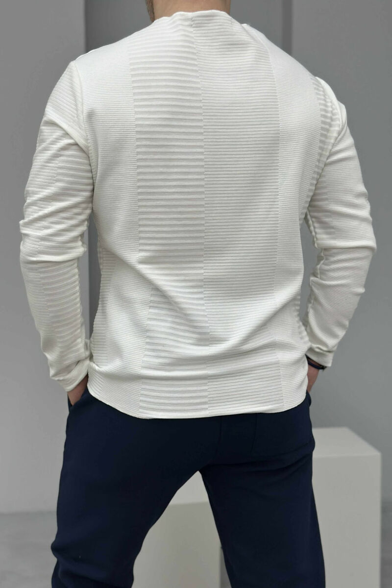ONE COLOR ROUND NECK MEN SWEATSHIRT WHITE-E BARDHE - 2
