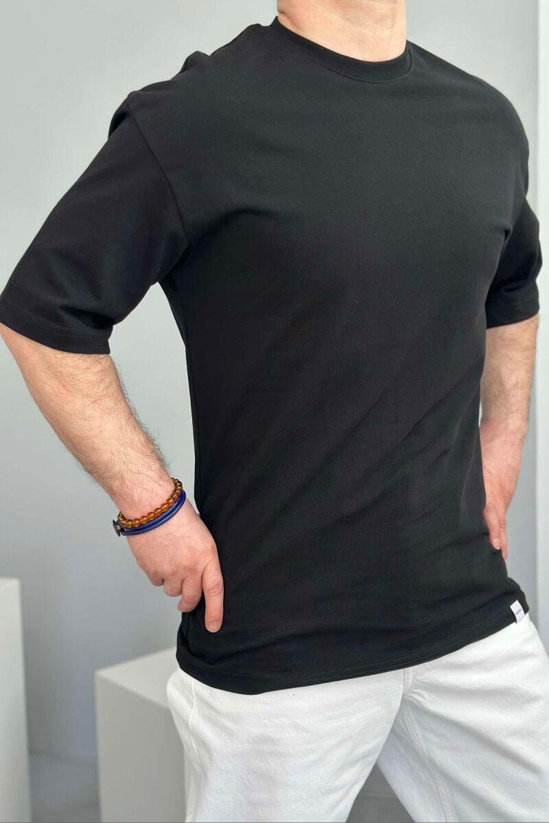 ONE COLOR ROUND NECK MEN T-SHIRT BLACK/ E ZEZE - 1