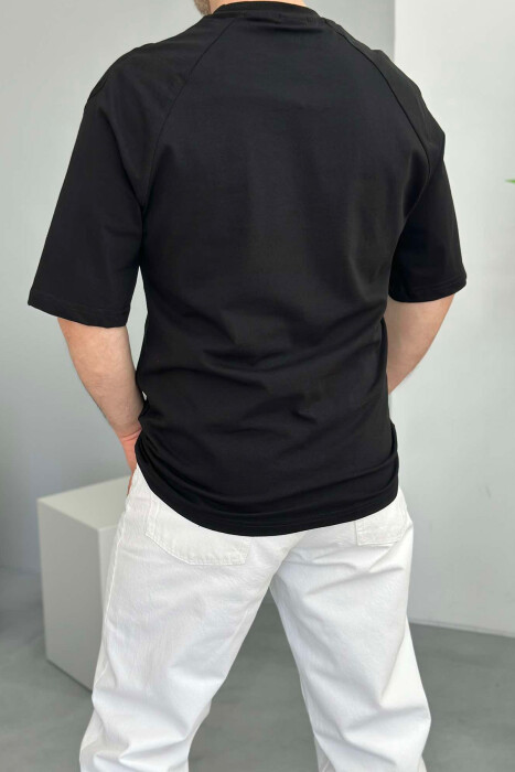 ONE COLOR ROUND NECK MEN T-SHIRT BLACK/ E ZEZE - 2