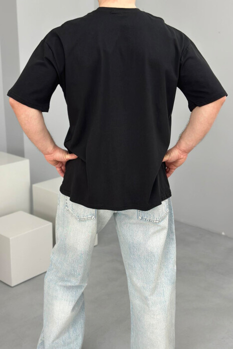 ONE COLOR ROUND NECK MEN T-SHIRT BLACK/ E ZEZE - 2