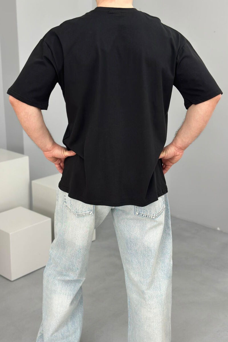 ONE COLOR ROUND NECK MEN T-SHIRT BLACK/ E ZEZE - 2