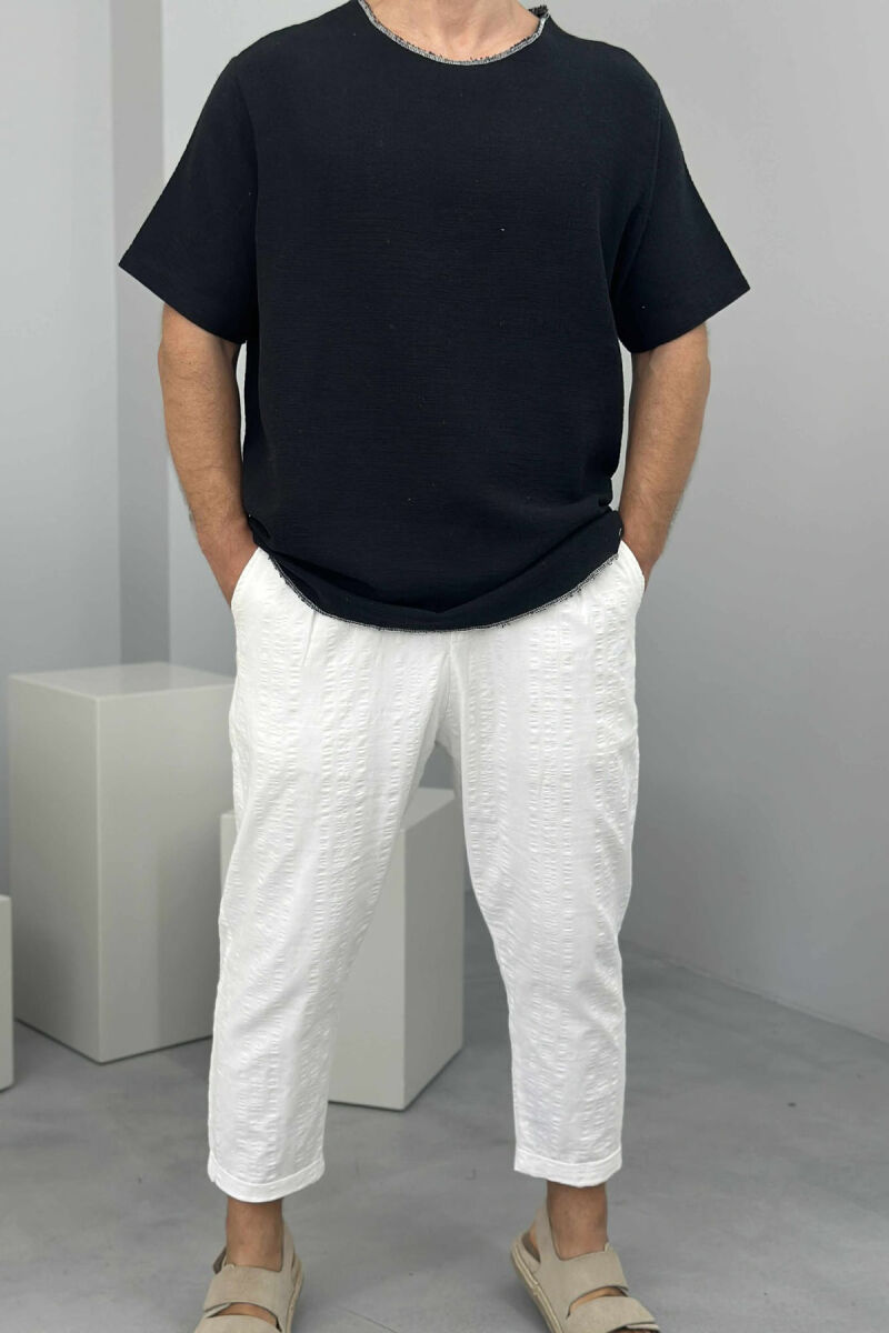 ONE COLOR ROUND NECK MEN T-SHIRT BLACK/ E ZEZE - 1