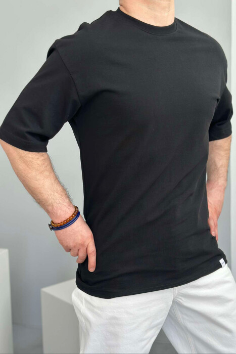 ONE COLOR ROUND NECK MEN T-SHIRT BLACK/ E ZEZE 