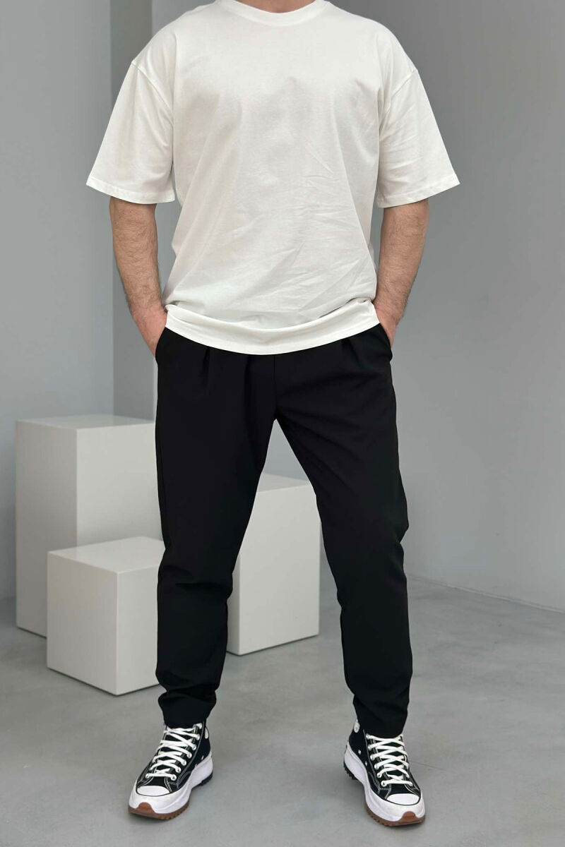 ONE COLOR ROUND NECK MEN T-SHIRT CREAM/KREM - 2