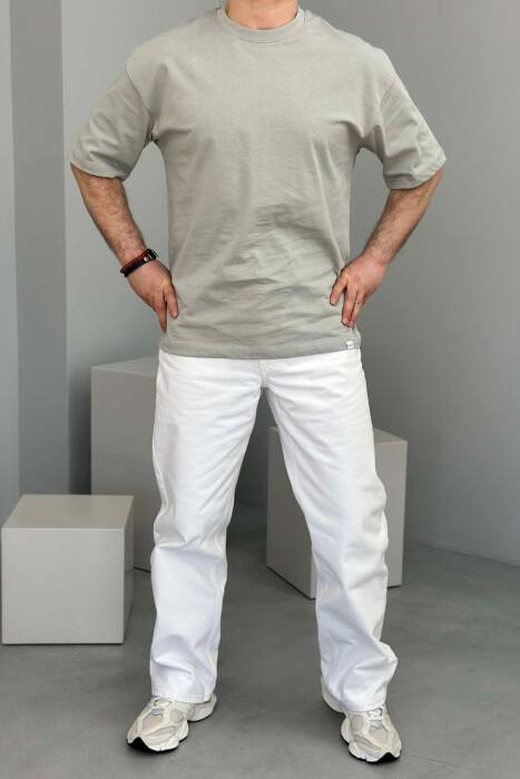ONE COLOR ROUND NECK MEN T-SHIRT GREY/GRI - 3