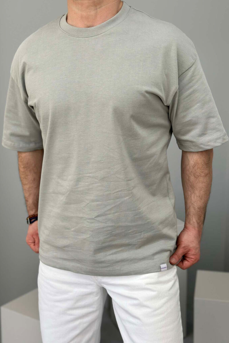 ONE COLOR ROUND NECK MEN T-SHIRT GREY/GRI - 4