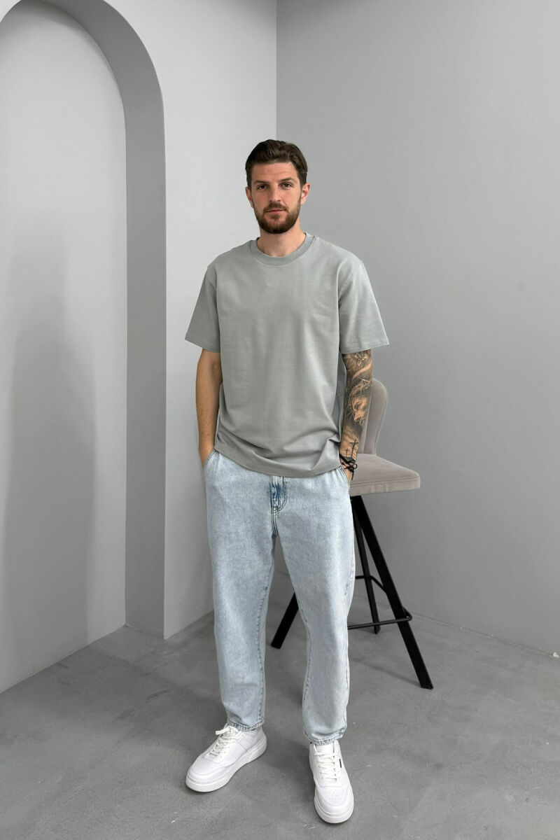 ONE COLOR ROUND NECK MEN T-SHIRT GREY/GRI - 3