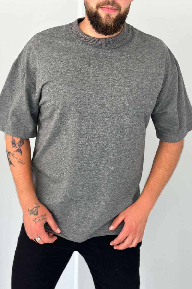 ONE COLOR ROUND NECK MEN T-SHIRT GREY/GRI - 1