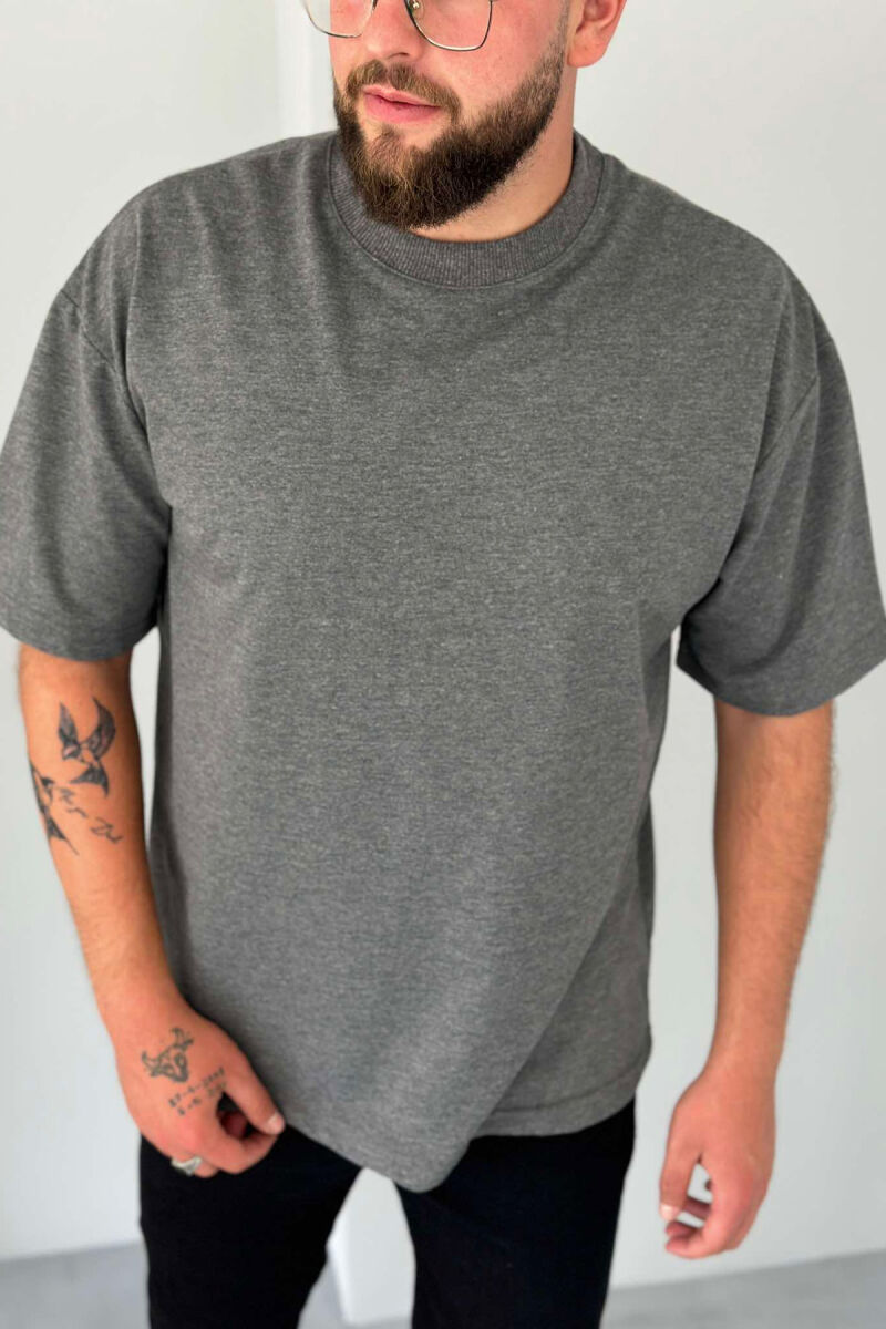 ONE COLOR ROUND NECK MEN T-SHIRT GREY/GRI - 2