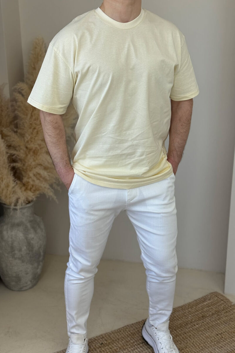 ONE COLOR ROUND NECK MEN T-SHIRT LIGHT BEIGE/BZHZB - 2