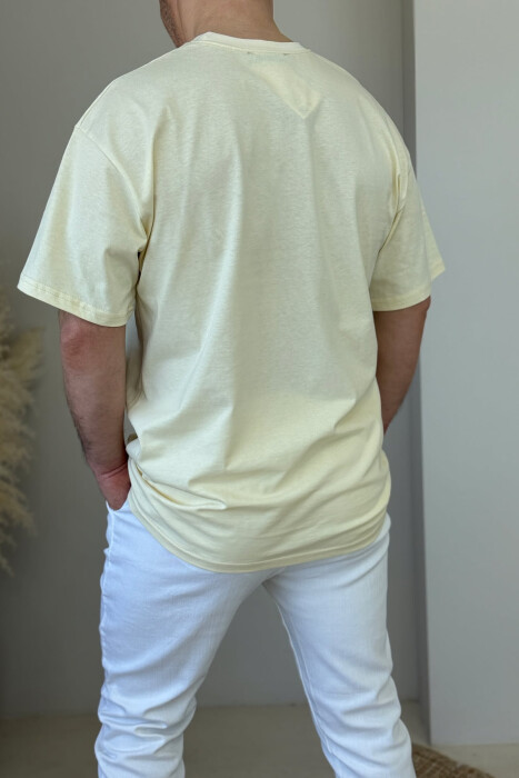 ONE COLOR ROUND NECK MEN T-SHIRT LIGHT BEIGE/BZHZB - 3