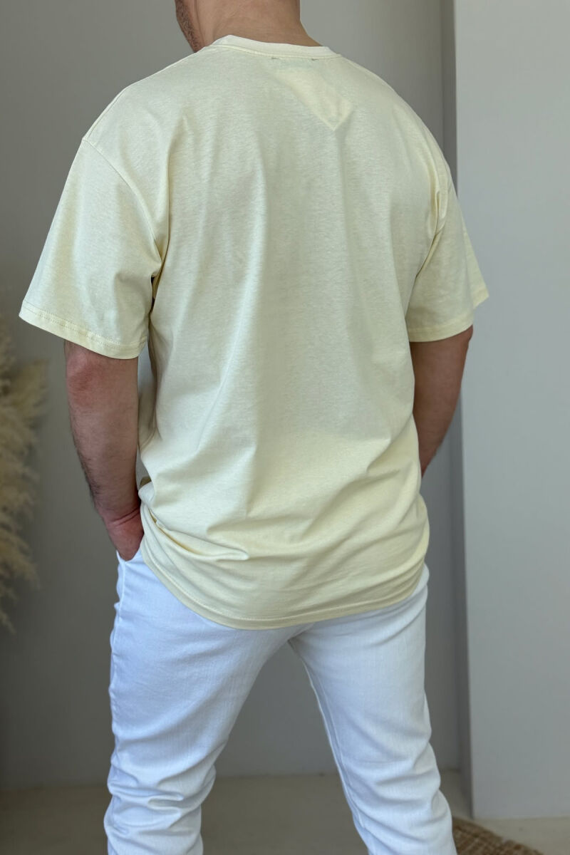ONE COLOR ROUND NECK MEN T-SHIRT LIGHT BEIGE/BZHZB - 3