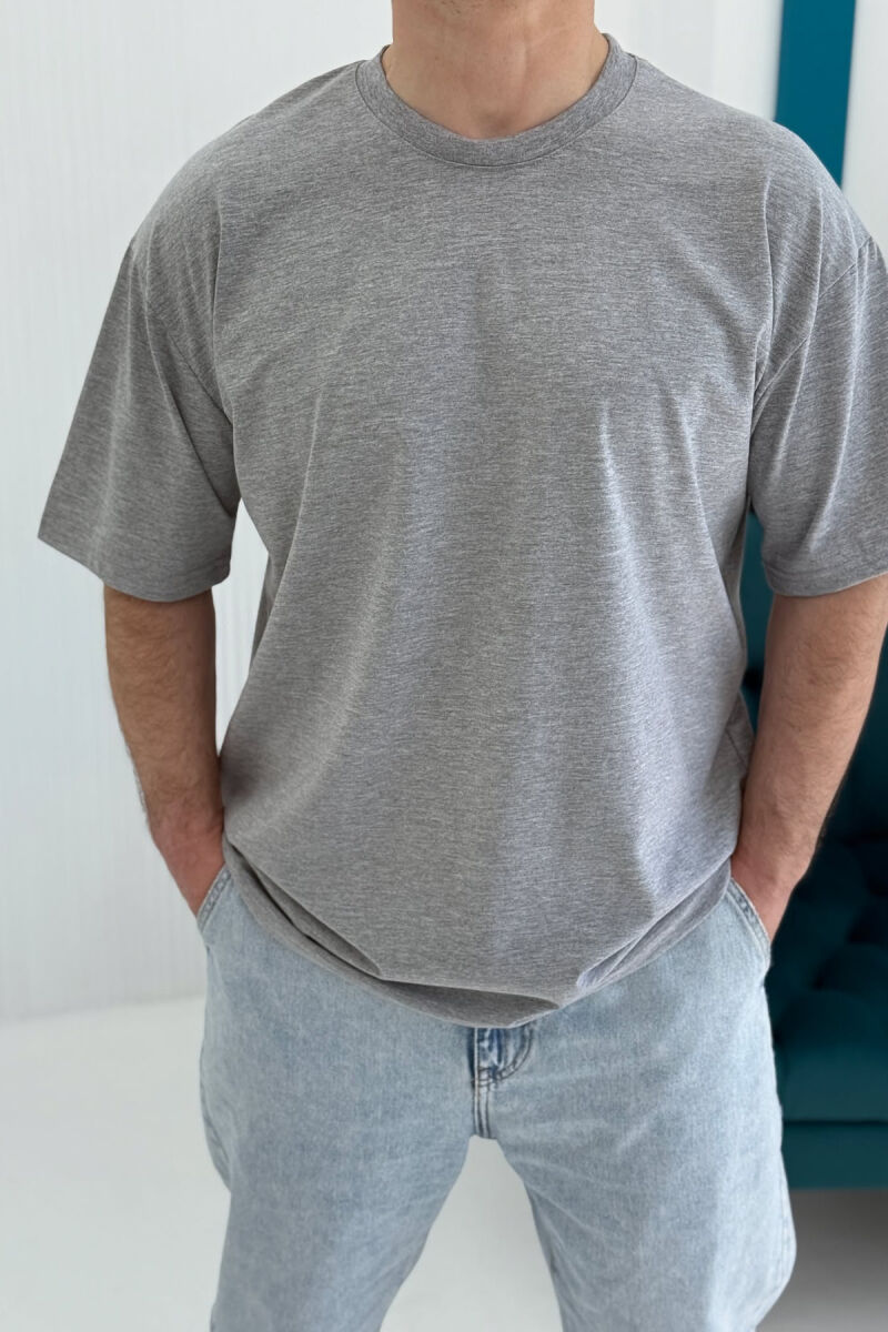 ONE COLOR ROUND NECK MEN T-SHIRT LIGHT GREY/GZ - 2