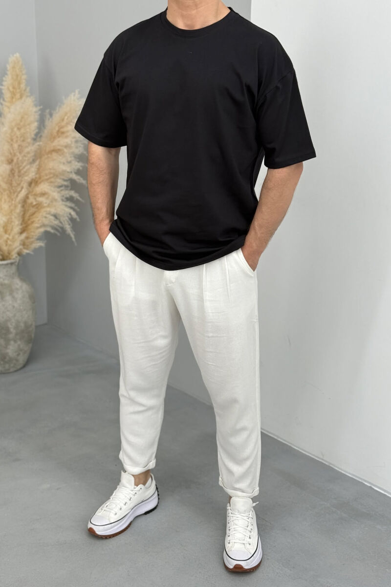 ONE COLOR ROUND NECK MEN T-SHIRT MIDNIGHT BLACK/ E ZEZE MESNATE - 3