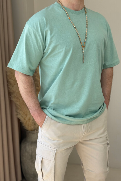 ONE COLOR ROUND NECK MEN T-SHIRT MINT/MENTE 