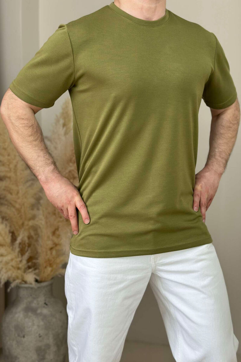 ONE COLOR ROUND NECK MEN T-SHIRT OLIVE/ULLI - 1