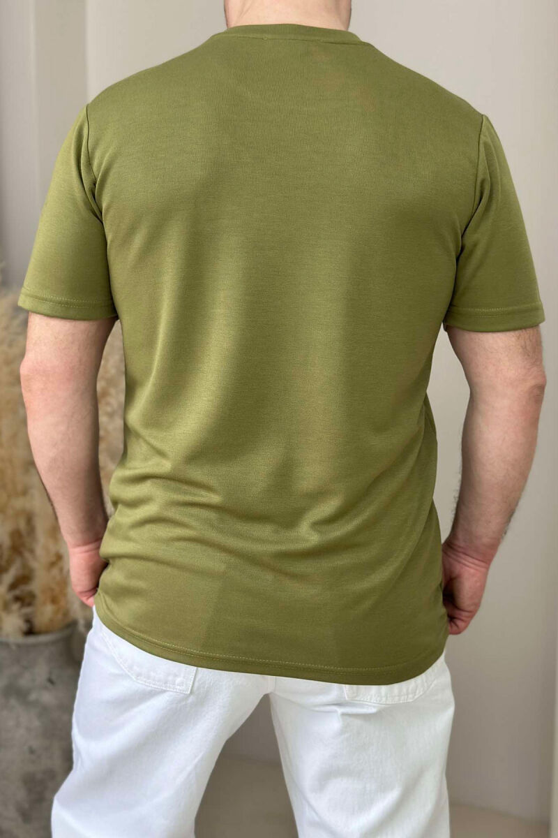 ONE COLOR ROUND NECK MEN T-SHIRT OLIVE/ULLI - 3