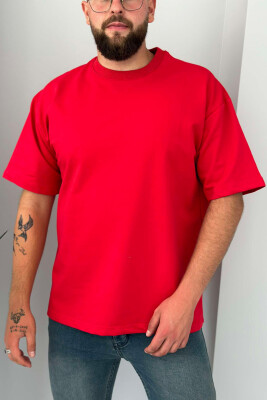 ONE COLOR ROUND NECK MEN T-SHIRT RED/E KUQE 