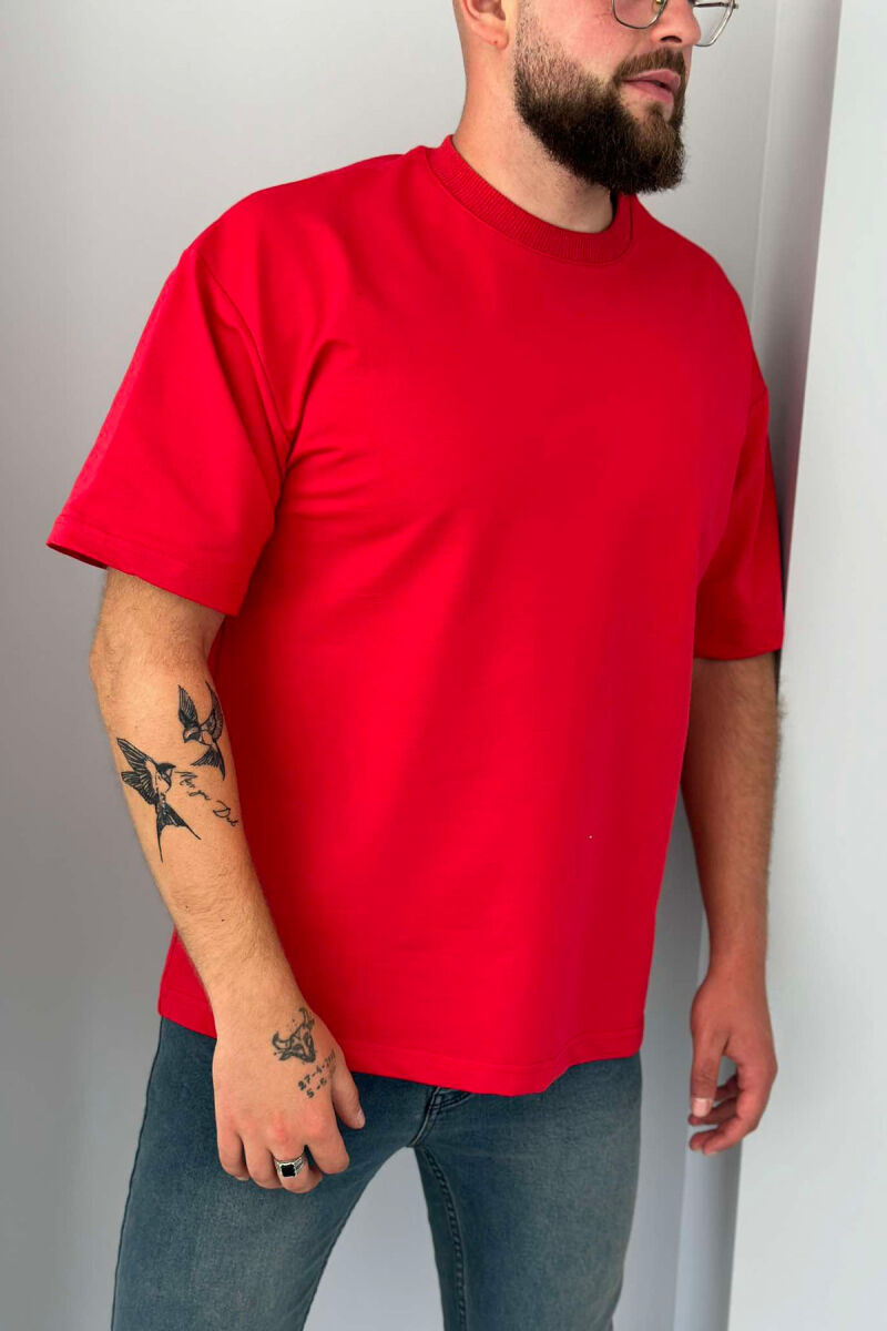 ONE COLOR ROUND NECK MEN T-SHIRT RED/E KUQE - 2