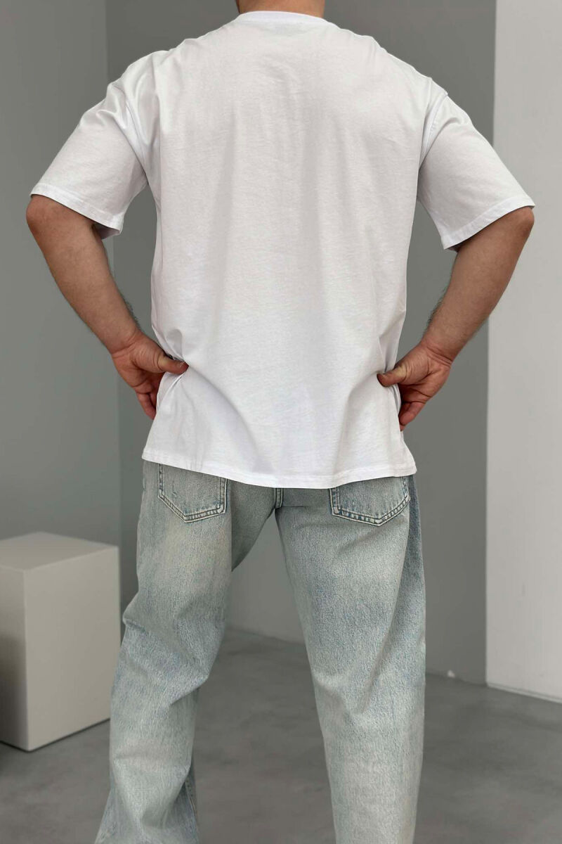 ONE COLOR ROUND NECK MEN T-SHIRT WHITE-E BARDHE - 3