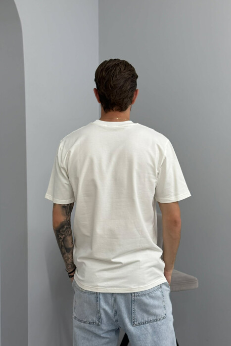 ONE COLOR ROUND NECK MEN T-SHIRT WHITE-E BARDHE - 2