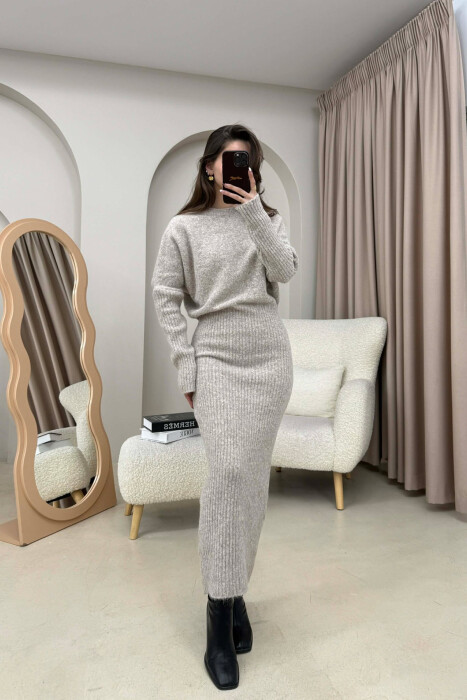 ONE COLOR ROUND NECK WOMAN DRESS BEIGE/BEZHE - 2