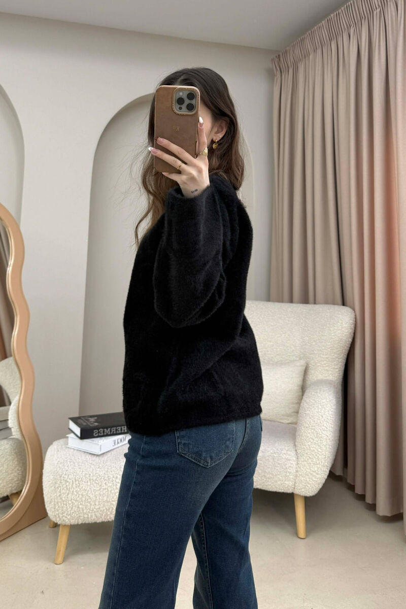ONE COLOR ROUND NECK WOMAN SWEATER BLACK/ E ZEZE - 3