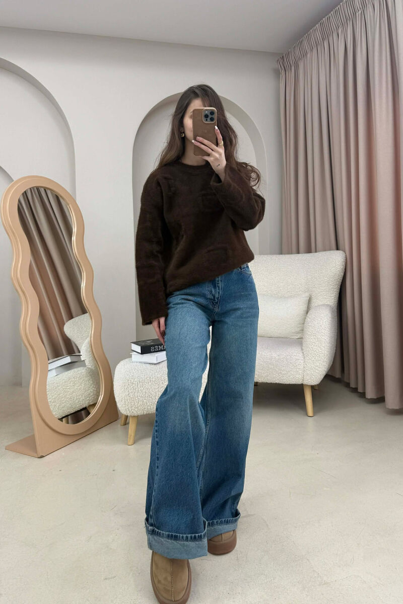 ONE COLOR ROUND NECK WOMAN SWEATER BROWN/KAFE - 2